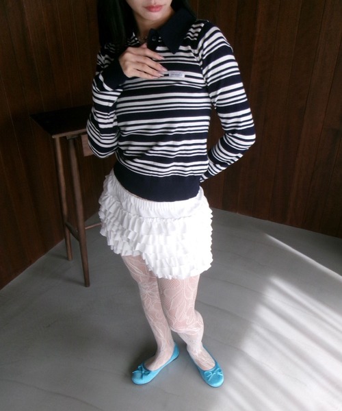 SANSeLF(サンセルフ)の「【SANSeLF】ティアードフリルショートパンツ saw26s024(その他パンツ・レディース・ホワイト/ブラック・FREE)」の10枚目の写真