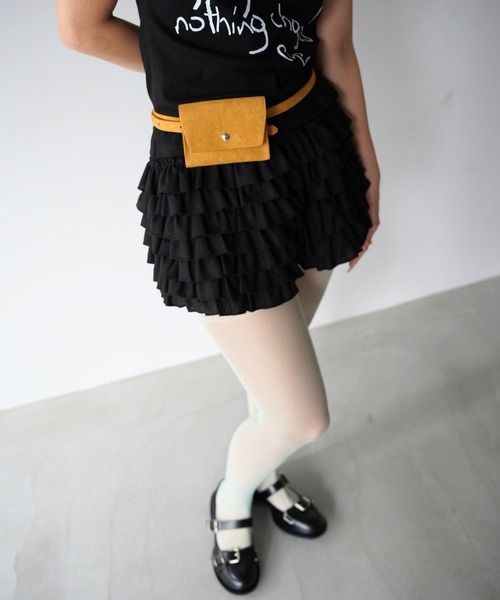 SANSeLF(サンセルフ)の「【SANSeLF】ティアードフリルショートパンツ saw26s024(その他パンツ・レディース・ホワイト/ブラック・FREE)」の3枚目の写真