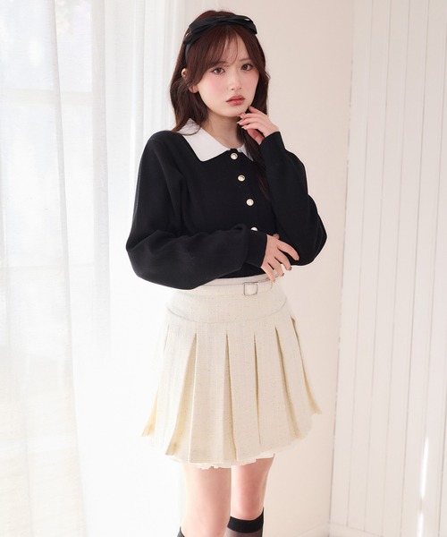 one after another NICE CLAUP（ワンアフターアナザーナイスクラップ）の「新色追加/【サイズ展開あり】レイヤードプリーツミニスカート（スカート・レディース・チャコールグレー/アイボリー/ブラック・MEDIUM/SMALL）」の15枚目の写真