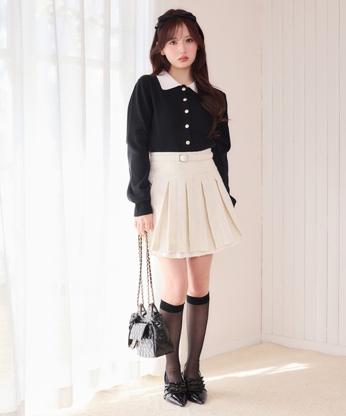 one after another NICE CLAUP（ワンアフターアナザーナイスクラップ）の「新色追加/【サイズ展開あり】レイヤードプリーツミニスカート（スカート・レディース・チャコールグレー/アイボリー/ブラック・MEDIUM/SMALL）」の16枚目の写真