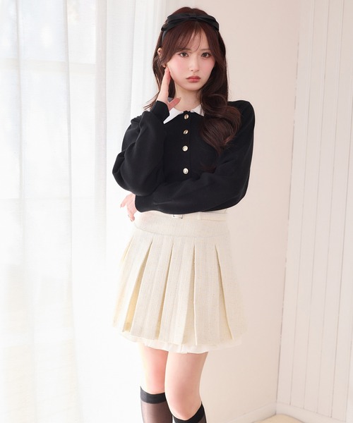 one after another NICE CLAUP（ワンアフターアナザーナイスクラップ）の「新色追加/【サイズ展開あり】レイヤードプリーツミニスカート（スカート・レディース・チャコールグレー/アイボリー/ブラック・MEDIUM/SMALL）」の19枚目の写真