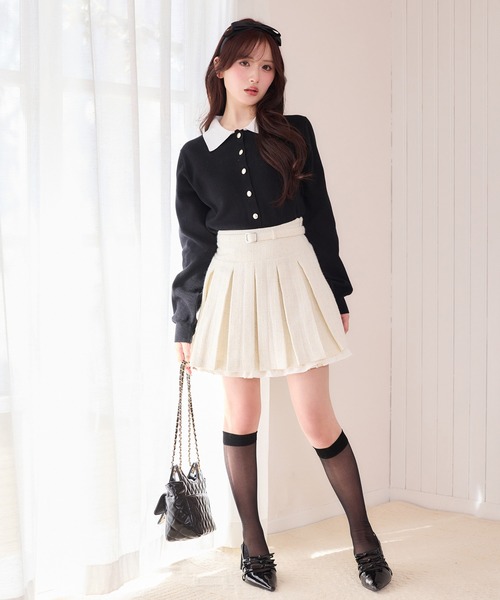 one after another NICE CLAUP（ワンアフターアナザーナイスクラップ）の「新色追加/【サイズ展開あり】レイヤードプリーツミニスカート（スカート・レディース・チャコールグレー/アイボリー/ブラック・MEDIUM/SMALL）」の18枚目の写真