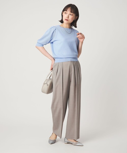 green label relaxing（グリーンレーベルリラクシング）の「ハニカム タック スリーブ プルオーバー ニット（ニット/セーター・レディース・ライトグレー/ライトブルー/ダークブラウン/イエロー・FREE）」の12枚目の写真