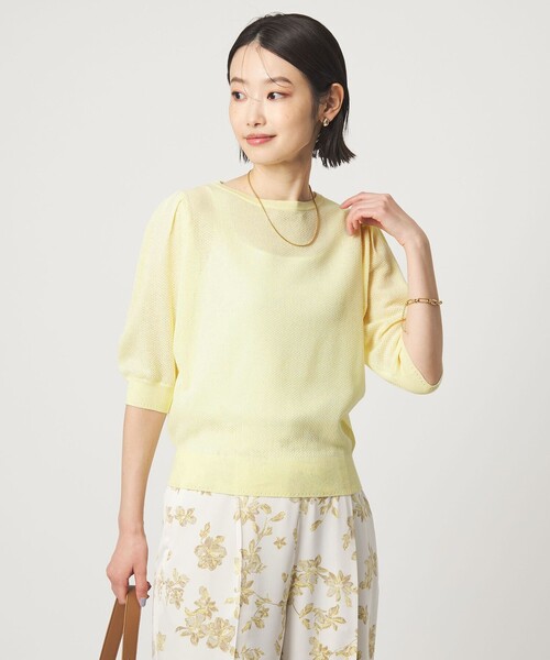 green label relaxing（グリーンレーベルリラクシング）の「ハニカム タック スリーブ プルオーバー ニット（ニット/セーター・レディース・ライトグレー/ライトブルー/ダークブラウン/イエロー・FREE）」の14枚目の写真