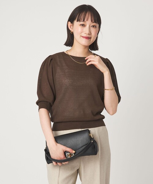 green label relaxing（グリーンレーベルリラクシング）の「ハニカム タック スリーブ プルオーバー ニット（ニット/セーター・レディース・ライトグレー/ライトブルー/ダークブラウン/イエロー・FREE）」の22枚目の写真