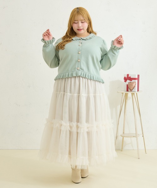 Louiosy(ルオシー)の「【大きいサイズ】フリルティアードチュールスカート(スカート・レディース・チャコールグレー/オフホワイト・4L/X-LARGE/3L)」の19枚目の写真