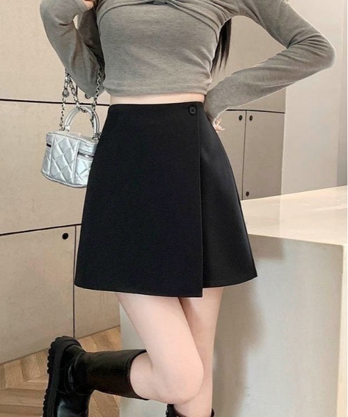 Per sist ence(パーシエンス)の「ラップデザインミニスカート(スカート・レディース・ベージュ/グレー/ブラック・MEDIUM/LARGE/SMALL)」の1枚目の写真