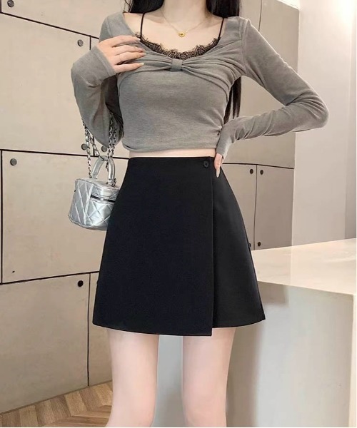 Per sist ence(パーシエンス)の「ラップデザインミニスカート(スカート・レディース・ベージュ/グレー/ブラック・MEDIUM/LARGE/SMALL)」の5枚目の写真