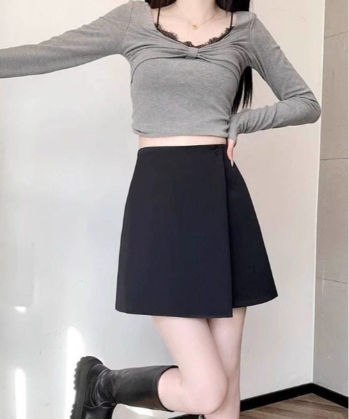 Per sist ence(パーシエンス)の「ラップデザインミニスカート(スカート・レディース・ベージュ/グレー/ブラック・MEDIUM/LARGE/SMALL)」の10枚目の写真