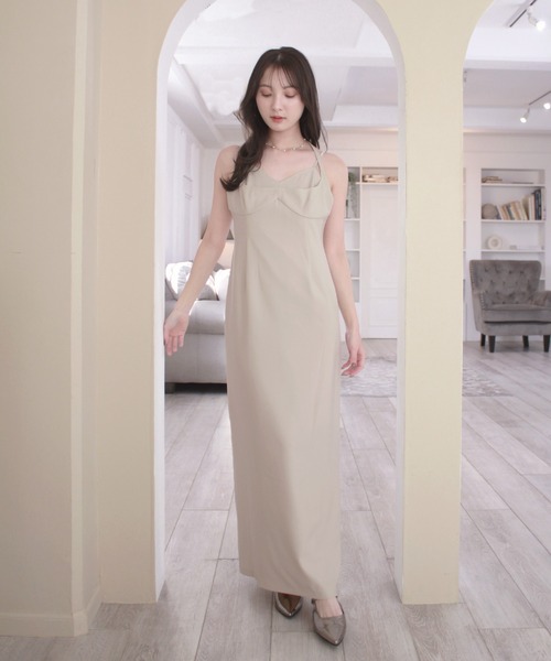 Reurie'（レウリィ）の「オリジナルレイヤードワンピース / キャミワンピ ノースリーブ ビスチェ きれいめ フェミニン 大人カジュアル オケージョン お呼ばれコーデ セットアップ着用可能（ワンピース・レディース・グレー/ブラック/アイボリー・SMALL/MEDIUM）」の2枚目の写真