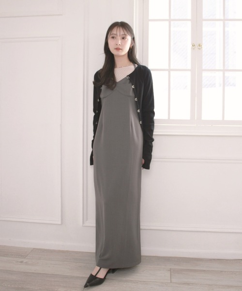 Reurie'（レウリィ）の「オリジナルレイヤードワンピース / キャミワンピ ノースリーブ ビスチェ きれいめ フェミニン 大人カジュアル オケージョン お呼ばれコーデ セットアップ着用可能（ワンピース・レディース・グレー/ブラック/アイボリー・SMALL/MEDIUM）」の7枚目の写真