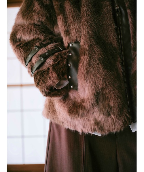 CREO STORE(クレオストア)の「【TAJEN:T】COW PATTERN FAR JACKET/ アニマル柄ファージャケット/ ファーアウター(ブルゾン・レディース・ブラウン/ホワイト・1)」の12枚目の写真