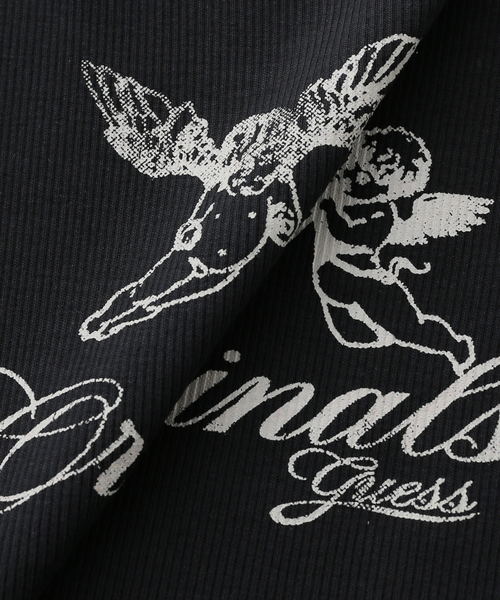 GUESS ORIGINALS（ゲスオリジナルズ）の「GUESS Originals/ゲス オリジナルス GO LS BOAT NECK RIB TOP（Tシャツ/カットソー・レディース・ブラック/アイボリー・SMALL/MEDIUM）」の7枚目の写真