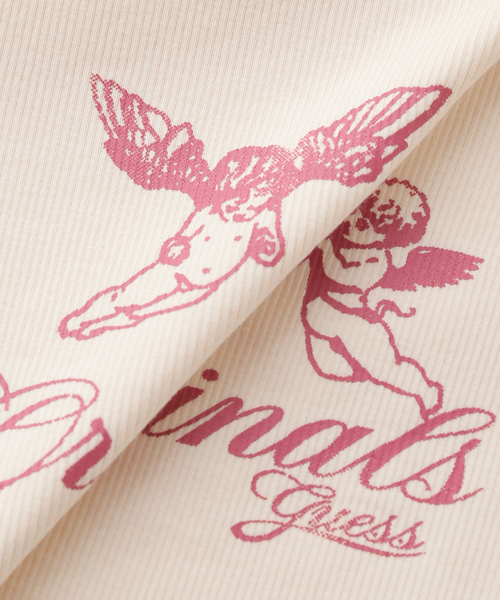 GUESS ORIGINALS（ゲスオリジナルズ）の「GUESS Originals/ゲス オリジナルス GO LS BOAT NECK RIB TOP（Tシャツ/カットソー・レディース・ブラック/アイボリー・SMALL/MEDIUM）」の8枚目の写真