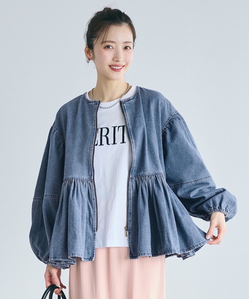 coca(coca)(コカ)の「【WEB限定セール】デニムギャザーアウター(デニムジャケット・レディース・ホワイト/ブルー・M/L)」の19枚目の写真
