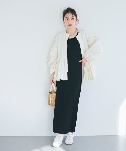 coca(coca)(コカ)の「【WEB限定セール】デニムギャザーアウター(デニムジャケット・レディース・ホワイト/ブルー・M/L)」の3枚目の写真