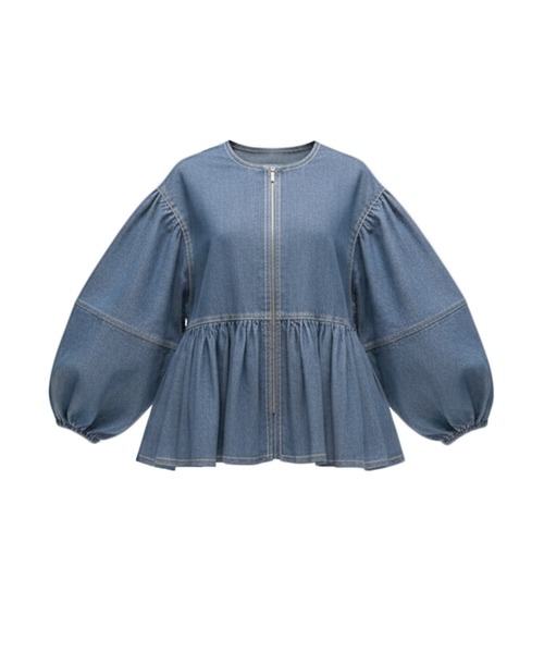 coca(coca)(コカ)の「【WEB限定セール】デニムギャザーアウター(デニムジャケット・レディース・ホワイト/ブルー・M/L)」の15枚目の写真