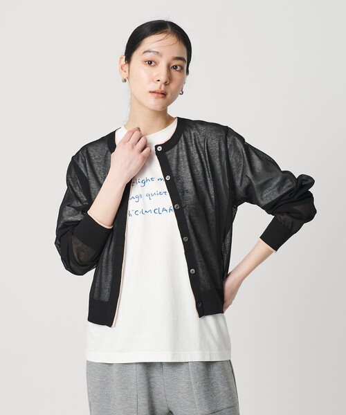 BEAUTY&YOUTH UNITED ARROWS(ビューティーアンドユースユナイテッドアローズ)の「ライン クルーネック カーディガン ウォッシャブル(カーディガン/ボレロ・レディース・ベージュ/オフホワイト/ブラック・FREE)」の2枚目の写真