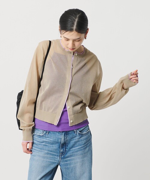 BEAUTY&YOUTH UNITED ARROWS(ビューティーアンドユースユナイテッドアローズ)の「ライン クルーネック カーディガン ウォッシャブル(カーディガン/ボレロ・レディース・ベージュ/オフホワイト/ブラック・FREE)」の11枚目の写真