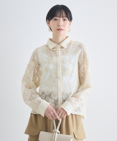 Paradise Picnic(パラダイスピクニック)の「レースブラウス(シャツ/ブラウス・レディース・アイボリー/ブラック・FREE)」の2枚目の写真