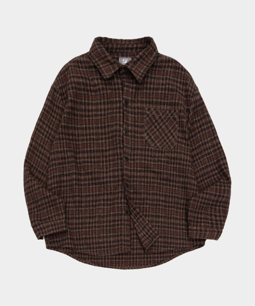 SOMEPLACE MAN(サムプレイス・マン)の「ヴィンテージウォッシングベーシックレトロオーバーサイズチェックシャツ_2COLOR(シャツ/ブラウス・レディース・ネイビー/ブラウン・FREE)」の3枚目の写真