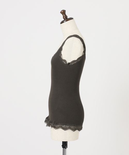 JOURNAL STANDARD relume(ジャーナルスタンダード レリューム)の「スーピマコットンストレッチレースキャミソール(タンクトップ・レディース・ブラック系その他/ホワイト/ブラウン・FREE)」の4枚目の写真