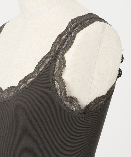 JOURNAL STANDARD relume(ジャーナルスタンダード レリューム)の「スーピマコットンストレッチレースキャミソール(タンクトップ・レディース・ブラック系その他/ホワイト/ブラウン・FREE)」の8枚目の写真