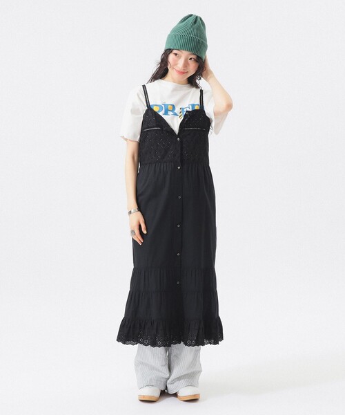 BEAMS BOY（ビームスボーイ）の「カットワーク キャミワンピース（ワンピース・レディース・ブラック/オフホワイト・2/1）」の2枚目の写真