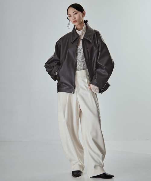 STUDIOUS（ステュディオス）の「【STUDIOUS/ステュディオス】Stretch Flocky Lace Top/ストレッチレーストップ（シャツ/ブラウス・レディース・ライトベージュ/ブラック/ラベンダー・FREE）」の19枚目の写真