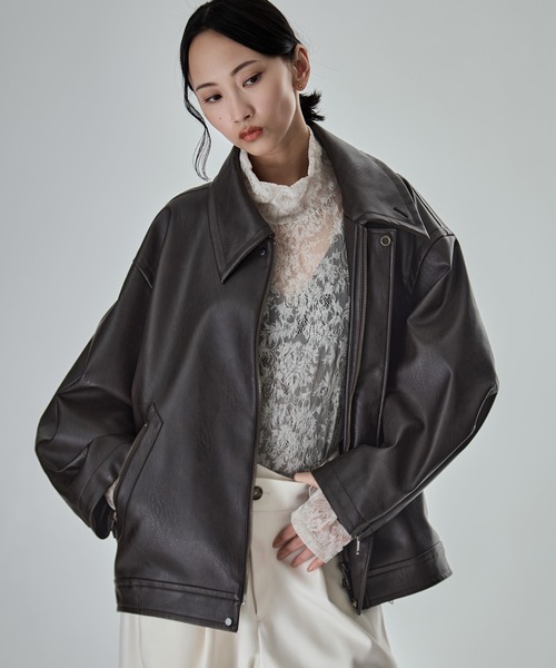 STUDIOUS（ステュディオス）の「【STUDIOUS/ステュディオス】Stretch Flocky Lace Top/ストレッチレーストップ（シャツ/ブラウス・レディース・ライトベージュ/ブラック/ラベンダー・FREE）」の20枚目の写真