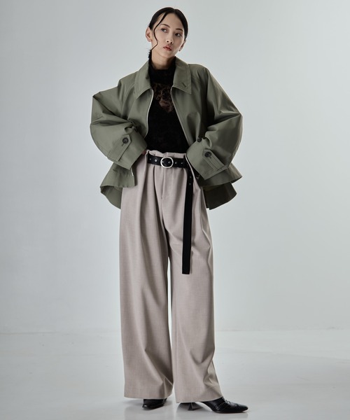 STUDIOUS（ステュディオス）の「【STUDIOUS/ステュディオス】Stretch Flocky Lace Top/ストレッチレーストップ（シャツ/ブラウス・レディース・ライトベージュ/ブラック/ラベンダー・FREE）」の7枚目の写真