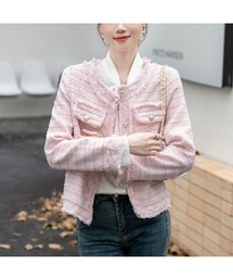 AMAJI（アマジ）の「ゴールドボタンフリンジツイードジャケット（その他アウター）」