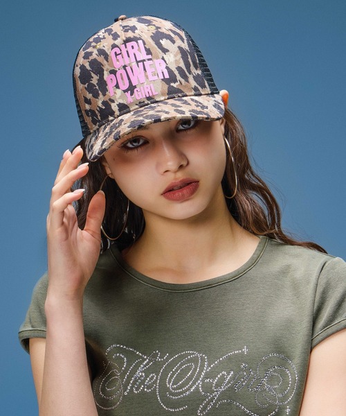 X-girl(エックスガール)の「RHINESTONE DECORATIVE SCRIPT LOGO S/S BABY TEE(Tシャツ/カットソー・レディース・ブラック/ライトピンク/オリーブ・ONE SIZE)」の7枚目の写真