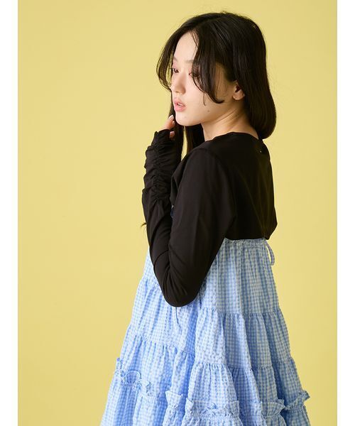 LILY BROWN(リリーブラウン)の「UVカットショートボレロ(Tシャツ/カットソー・レディース・ネイビー/ホワイト/ブラック・F)」の8枚目の写真