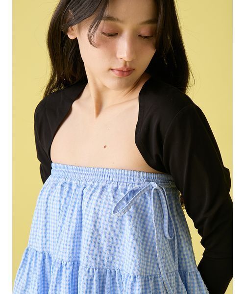 LILY BROWN(リリーブラウン)の「UVカットショートボレロ(Tシャツ/カットソー・レディース・ネイビー/ホワイト/ブラック・F)」の9枚目の写真