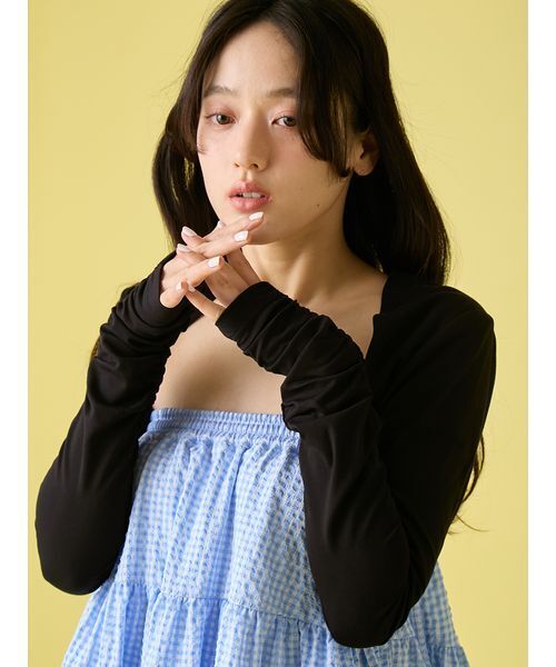 LILY BROWN(リリーブラウン)の「UVカットショートボレロ(Tシャツ/カットソー・レディース・ネイビー/ホワイト/ブラック・F)」の10枚目の写真