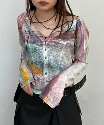 Ameri（アメリ）の「PAINTED TEXTURE ART TOP（Tシャツ/カットソー）」