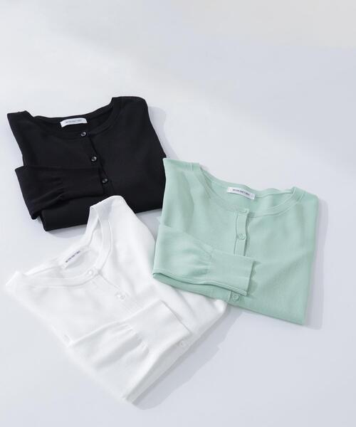 NATURAL BEAUTY BASIC(ナチュラルビューティーベーシック)の「【Oggi.jp掲載】【UVカット】レーヨンナイロンカーディガン(カーディガン/ボレロ・レディース・オフホワイト/ブラック/ライトグリーン・FREE)」の1枚目の写真