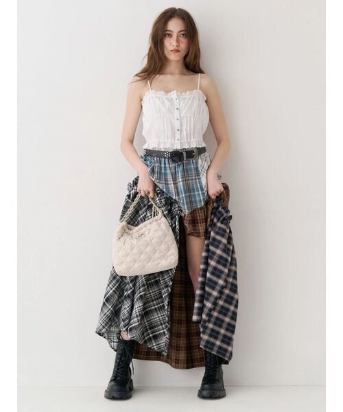 EVRIS（エヴリス）の「【500mlペットボトル収納可】フェイクスウェードキルティングショルダーBAG（ショルダーバッグ・レディース・キャメル/ホワイト/ブルー・FREE）」の14枚目の写真