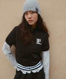WM GOTHIC FOOTBALL SHORT SLV ZIP-UP black