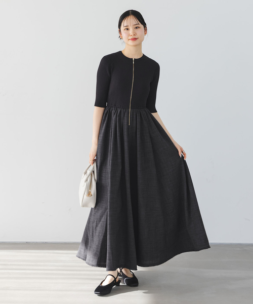 Noble（ノーブル）の「《追加・新色》フロントジップドッキングワンピース（ワンピース・レディース・チャコールグレー/キャメル/ベージュ・36/38）」の7枚目の写真