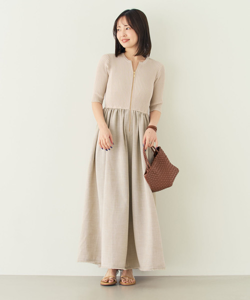 Noble（ノーブル）の「《追加・新色》【洗える】フロントジップドッキングワンピース（ワンピース・レディース・チャコールグレー/キャメル/ベージュ・36/38）」の20枚目の写真