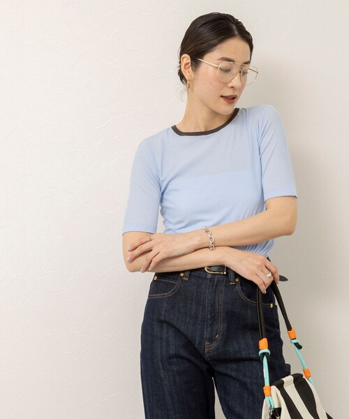 MAQWEL(マクウェル)の「【MAQWEL/マクウェル】ウォッシャブルバックリボン五分袖プルオーバー(Tシャツ/カットソー・レディース・サックスブルー/チャコールグレー/キナリ・FREE)」の15枚目の写真