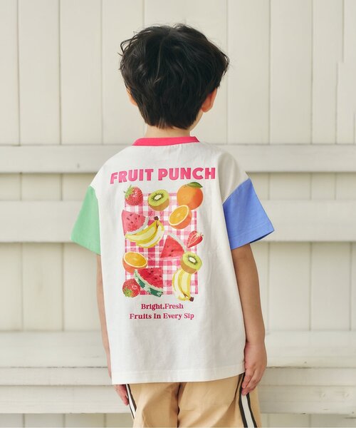 apres les cours(アプレレクール)の「【リンク】バックプリントフルーツロゴTシャツ(Tシャツ/カットソー・キッズ・イエロー/レインボー/レッド・80/90/100/110/120/130)」の1枚目の写真