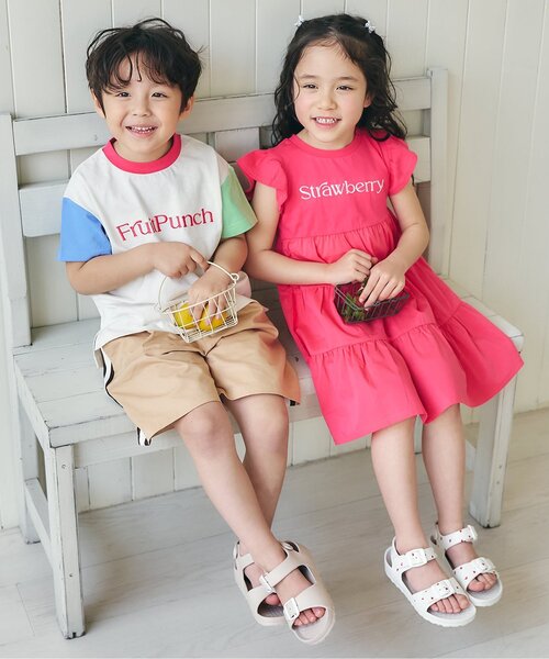 apres les cours(アプレレクール)の「【リンク】バックプリントフルーツロゴTシャツ(Tシャツ/カットソー・キッズ・イエロー/レインボー/レッド・80/90/100/110/120/130)」の6枚目の写真