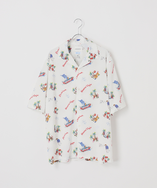 B.C STOCK（ベーセーストック）の「《予約》CRH COOLMAX アロハシャツ（シャツ/ブラウス・メンズ・ブラック/ブルー系その他/ホワイト・MEDIUM/LARGE）」の2枚目の写真