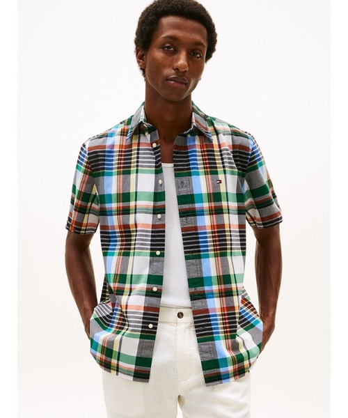 TOMMY HILFIGER（トミーヒルフィガー）の「マルチチェックショートスリーブシャツ（Tシャツ/カットソー・メンズ・グリーン/ライトイエロー・SMALL/MEDIUM/LARGE/X-LARGE）」の2枚目の写真