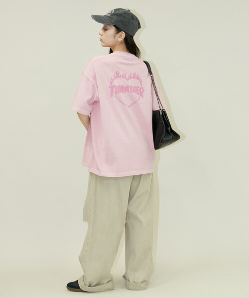 THRASHER × PUBLUX/スラッシャー 別注 バックプリント ハート ロゴT