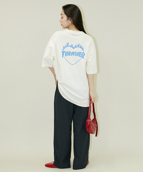 THRASHER × PUBLUX/スラッシャー 別注 バックプリント ハート ロゴT