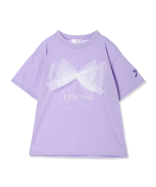 Amourire girl(アムリールガール)の「チュールビックリボン半袖Tシャツ/カットソー(Tシャツ/カットソー・キッズ・ホワイト/パープル・160cm/150cm/140cm/130cm)」の3枚目の写真